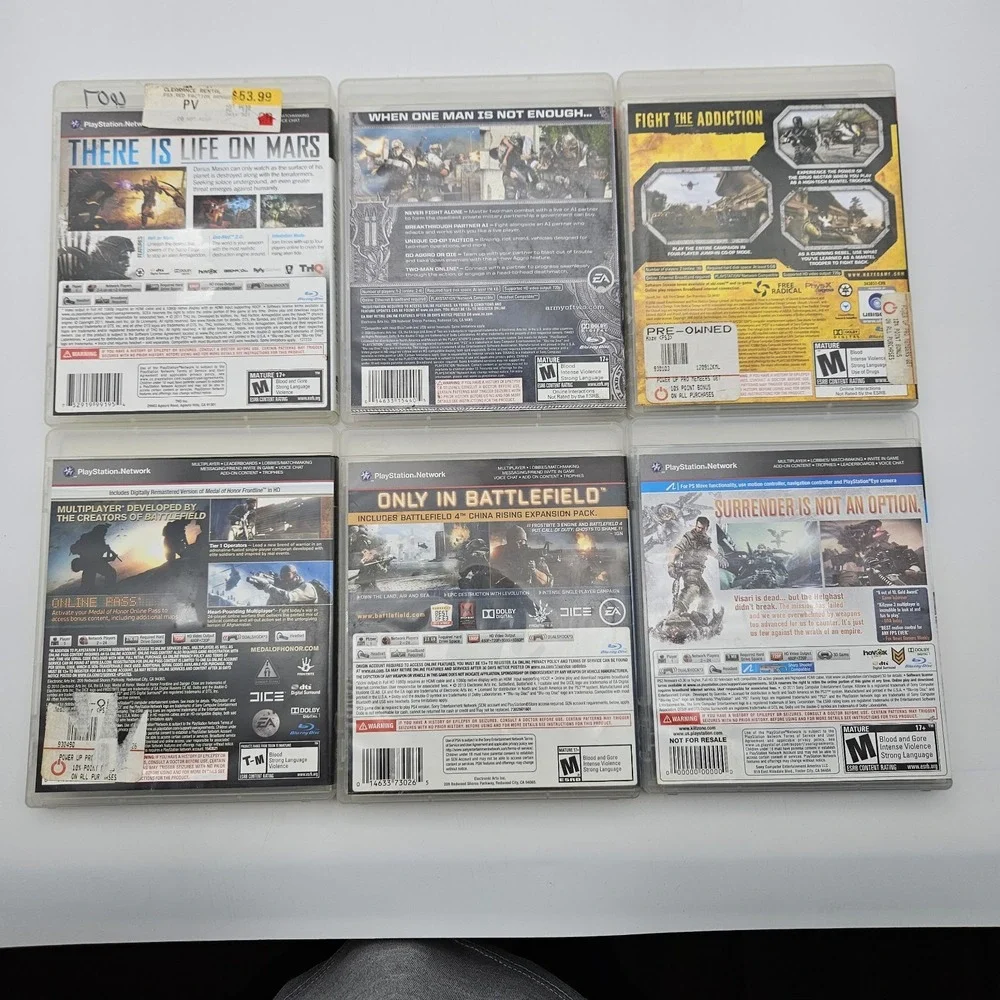 PS3 Killzone 3 Army of Two Haze Battlefield 4 Mix War Games Lot Bundle Lot of 6
